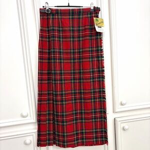 Brendella Wool Tartan Pleated Plaid McKilt Royal Stewart Red Skirt Size 10 NWT